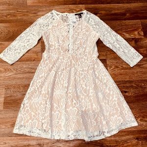 *Forever 21* White Floral Deep V Dress